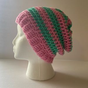 Crochet slouchy beanie handmade new pink blue